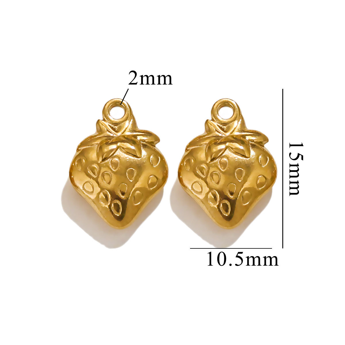 Gold color / 1 Piece Simple Cute Style Cartoon Strawberries Shape Stainless Steel  Gold Color Women's Pendant Picture28